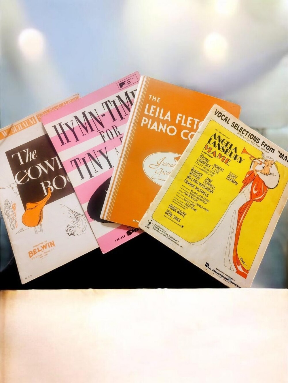 Vintage Music Book Lot 4 Vocal Mame Schaum Cowboy Leila Fletcher Hymns